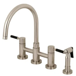 Kingston Brass Concord Two-Handle Bridge Kitchen Faucet with Brass Side Sprayer