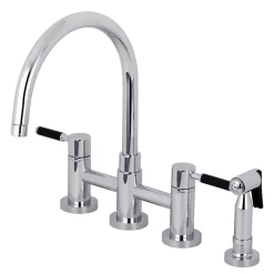 Kingston Brass Concord Two-Handle Bridge Kitchen Faucet with Brass Side Sprayer