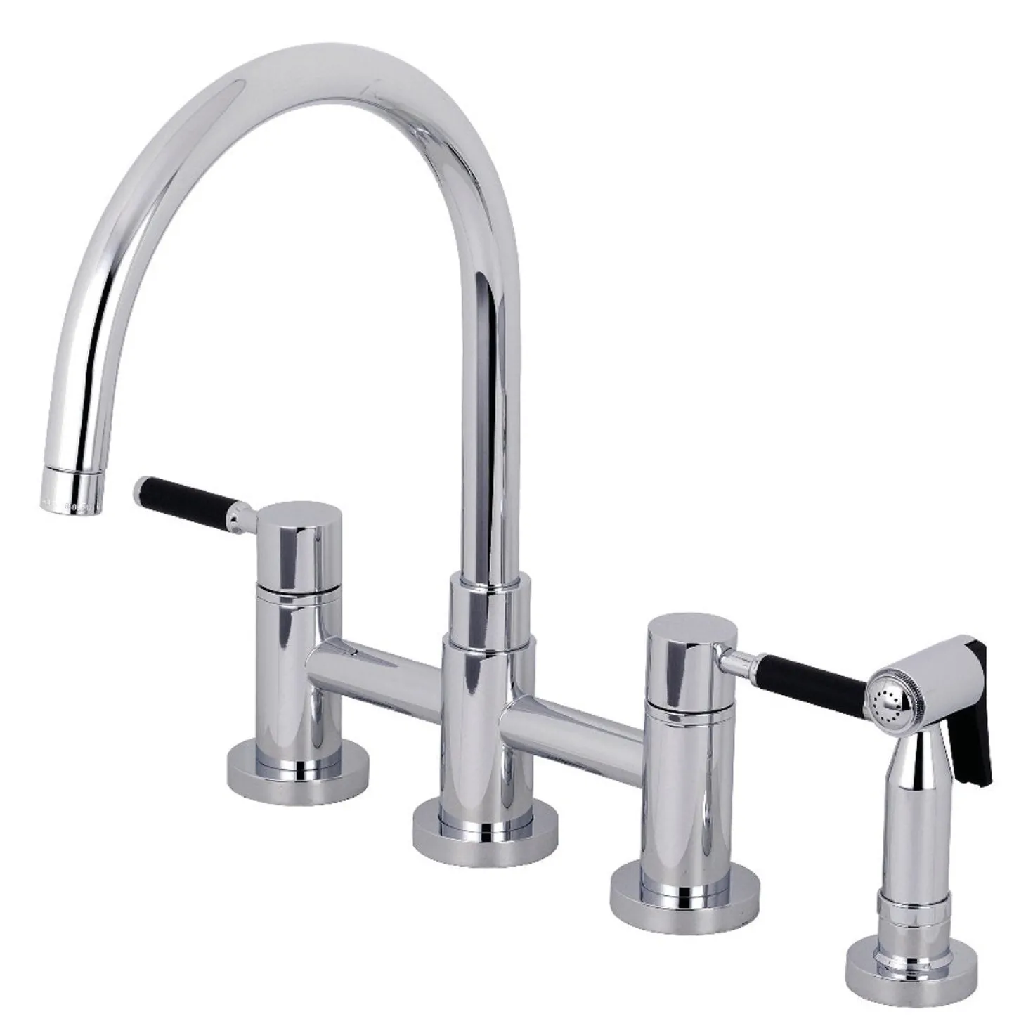 Kingston Brass Concord Two-Handle Bridge Kitchen Faucet with Brass Side Sprayer