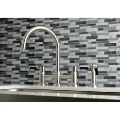 Kingston Brass Concord Two-Handle Bridge Kitchen Faucet with Brass Side Sprayer