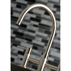 Kingston Brass Concord Two-Handle 4-Hole Bridge Kitchen Faucet with Brass Side Sprayer