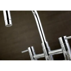 Kingston Brass Concord Two-Handle 4-Hole Bridge Kitchen Faucet with Brass Side Sprayer