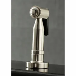 Kingston Brass Concord Two-Handle Deck Mount Bridge Kitchen Faucet with Brass Side Sprayer
