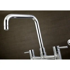 Kingston Brass Concord Two-Handle Deck Mount Bridge Kitchen Faucet with Brass Side Sprayer
