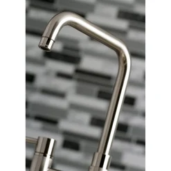 Kingston Brass Concord Two-Handle Deck Mount Bridge Kitchen Faucet with Brass Side Sprayer