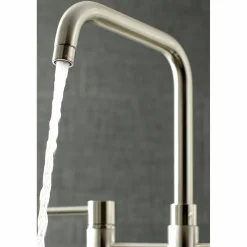 Kingston Brass Concord Two-Handle Deck Mount Bridge Kitchen Faucet with Brass Side Sprayer