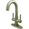 Kingston Brass Concord Two Handle 4" Centerset Lavatory Faucet with Push-Up and Optional Deck Plate in Satin Nickel