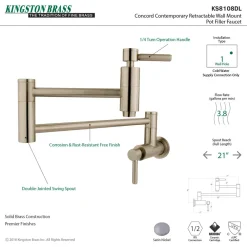 Kingston Brass Concord Wall Mount Single Hole Pot Filler Kitchen Faucet