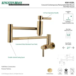 Kingston Brass Concord Wall Mount Single Hole Pot Filler Kitchen Faucet