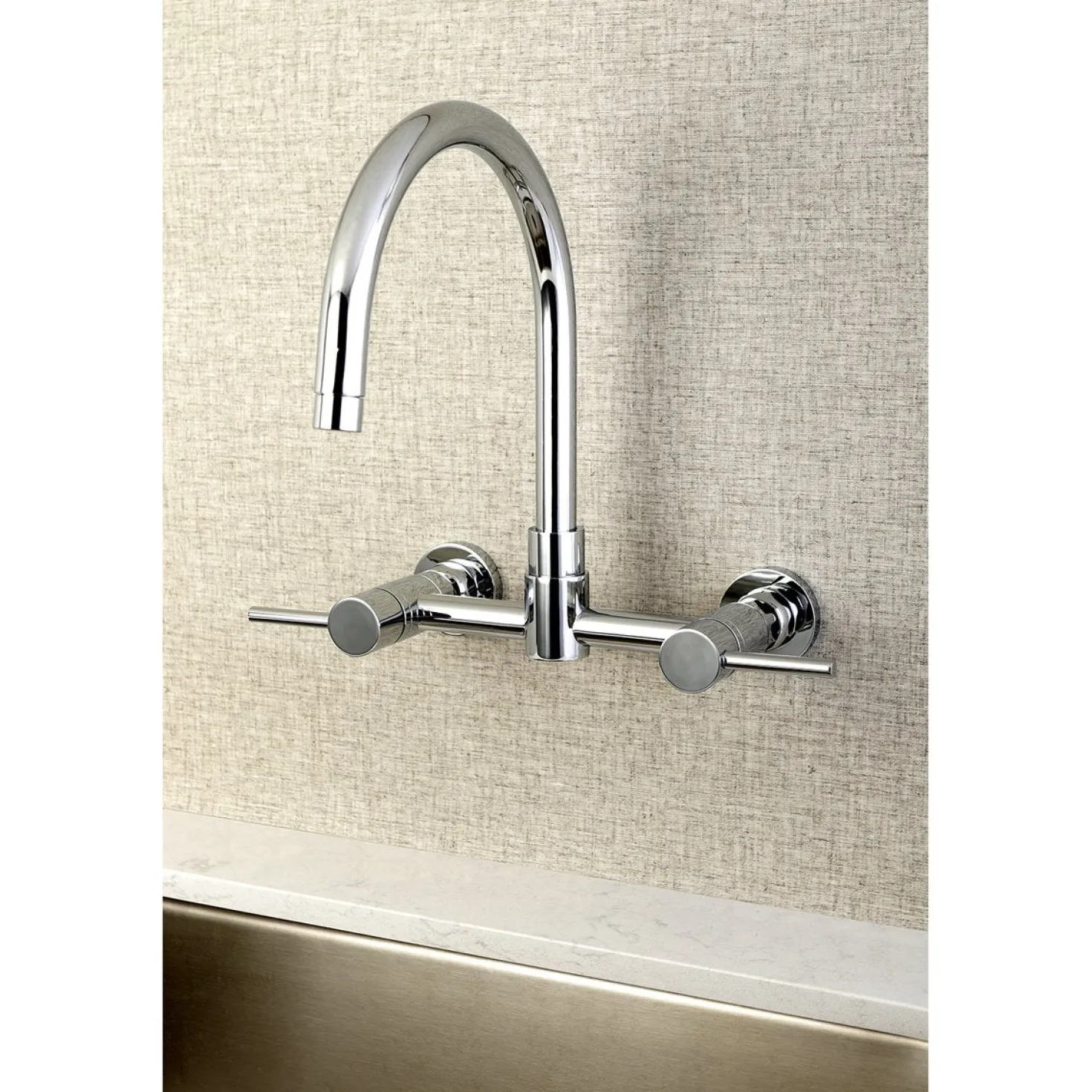 Kingston Brass Concord Wall Mount 8-Inch Centerset Kitchen Faucet