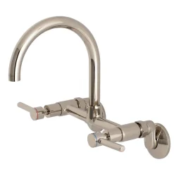 Kingston Brass Concord Wall Mount 2-Hole 8-Inch Adjustable Center Kitchen Faucet