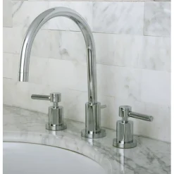 Kingston Brass Concord Widespread Two Handle Lavatory Faucet with Brass Pop-up
