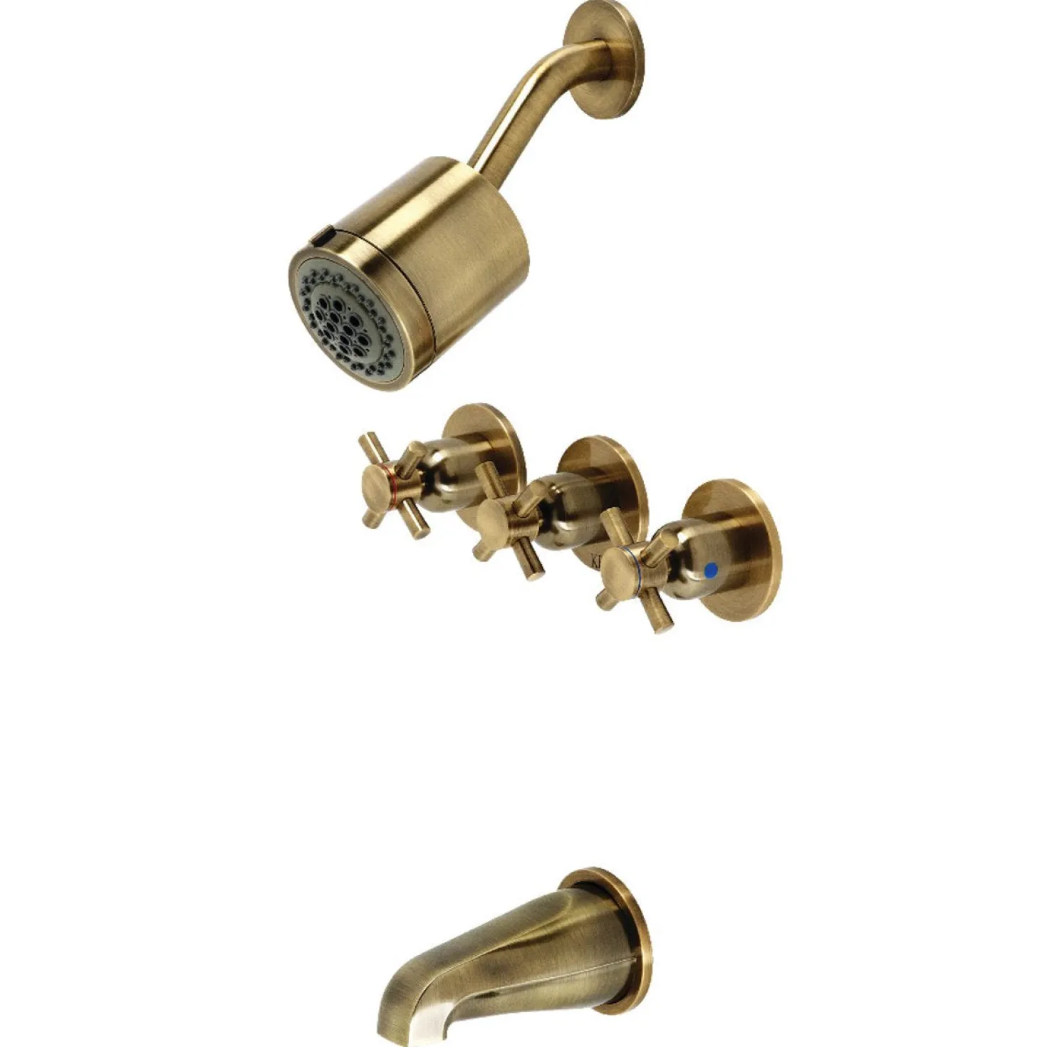 Kingston Brass Concord 7.13" x 10.56" Three-Handle Tub and Shower Faucet