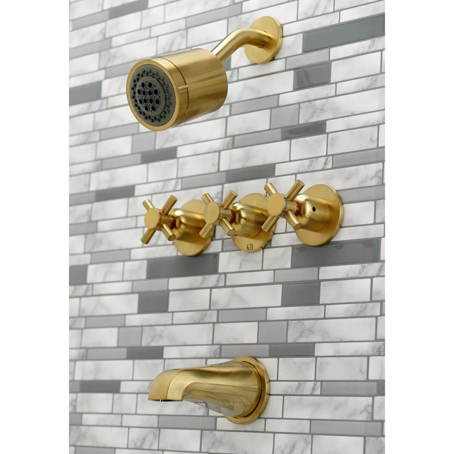 Kingston Brass Concord 7.13" x 10.56" Three-Handle Tub and Shower Faucet