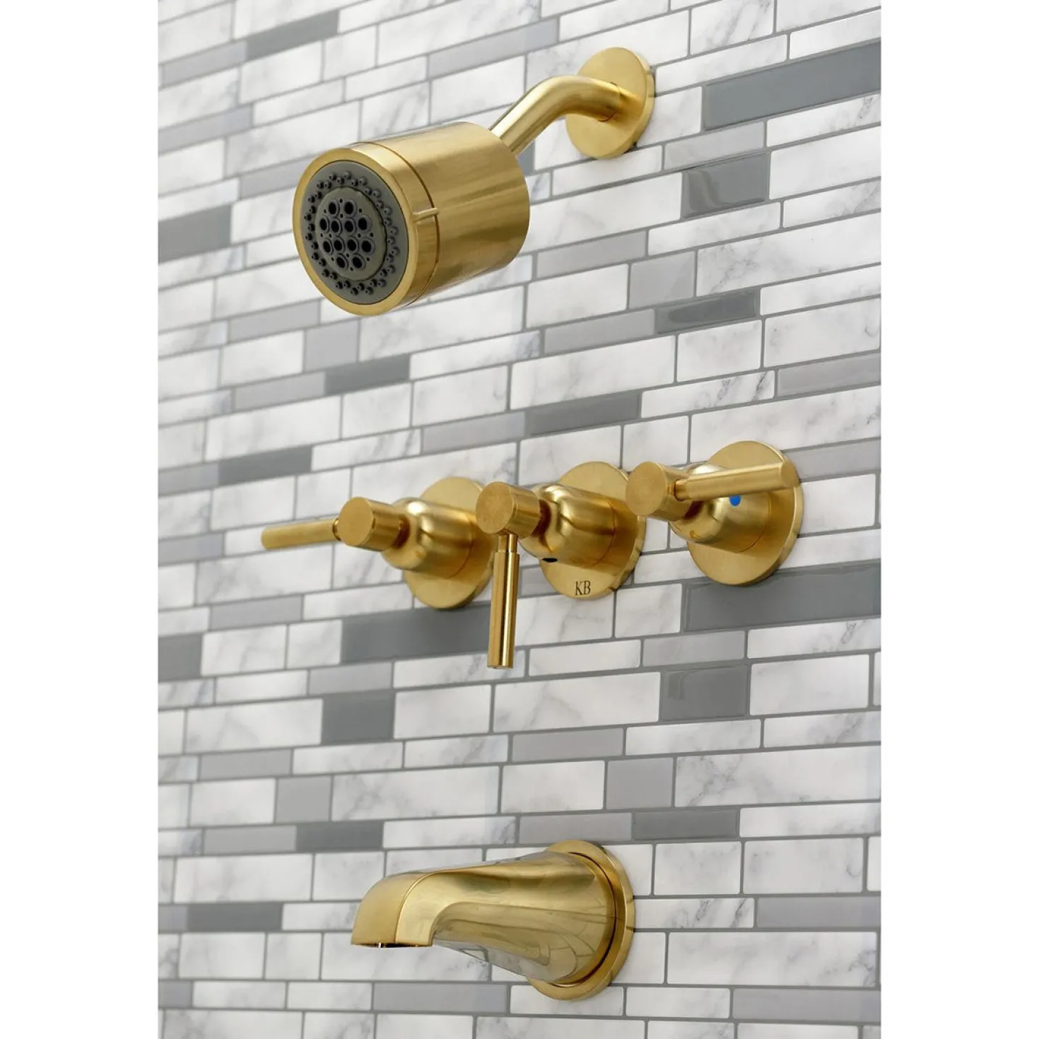 Kingston Brass Concord 7.13" x 14.13" Three-Handle Tub and Shower Faucet