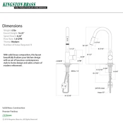 Kingston Brass Continental Gourmetier Single-Handle Pull-Down Kitchen Faucet