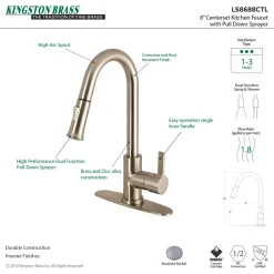Kingston Brass Continental Gourmetier Single-Handle Pull-Down Kitchen Faucet