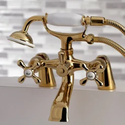 Kingston Brass Deck Mount Clawfoot Tub Faucet with Hand Shower