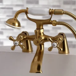 Kingston Brass Deck Mount Clawfoot Tub Faucet with Hand Shower