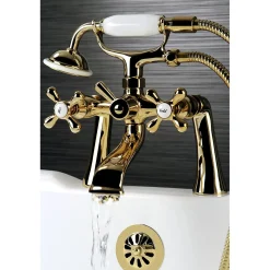 Kingston Brass Deck Mount 2-Hole Clawfoot Tub Faucet with Hand Shower