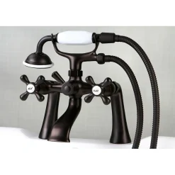 Kingston Brass Deck Mount 2-Hole Clawfoot Tub Faucet with Hand Shower