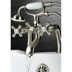 Kingston Brass Deck Mount 2-Hole Clawfoot Tub Faucet with Hand Shower