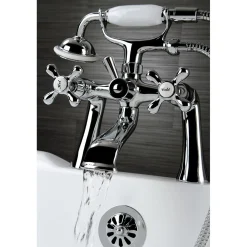 Kingston Brass Deck Mount 2-Hole Clawfoot Tub Faucet with Hand Shower