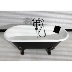Kingston Brass Deck Mount 2-Hole Clawfoot Tub Faucet with Hand Shower