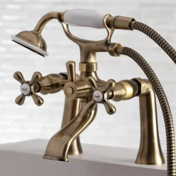 Kingston Brass Deck Mount 2-Hole Clawfoot Tub Faucet with Hand Shower