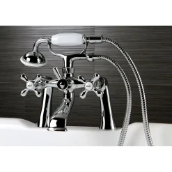 Kingston Brass Deck Mount 2-Hole Clawfoot Tub Faucet with Hand Shower