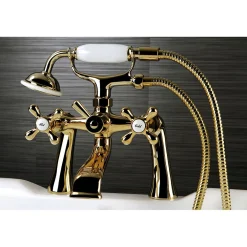 Kingston Brass Deck Mount 2-Hole Clawfoot Tub Faucet with Hand Shower