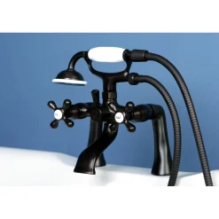 Kingston Brass Deck Mount 2-Hole Clawfoot Tub Faucet with Hand Shower