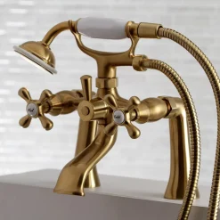 Kingston Brass Deck Mount 2-Hole Clawfoot Tub Faucet with Hand Shower