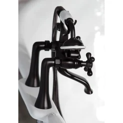 Kingston Brass Deck Mount 2-Hole Clawfoot Tub Faucet with Hand Shower