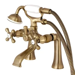 Kingston Brass Deck Mount 2-Hole Clawfoot Tub Faucet with Hand Shower