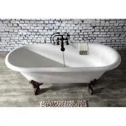 Kingston Brass Deck Mount 2-Hole Clawfoot Tub Faucet with Hand Shower