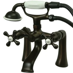 Kingston Brass Deck Mount 2-Hole Clawfoot Tub Faucet with Hand Shower