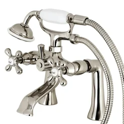 Kingston Brass Deck Mount 2-Hole Clawfoot Tub Faucet with Hand Shower
