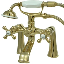 Kingston Brass Deck Mount 2-Hole Clawfoot Tub Faucet with Hand Shower