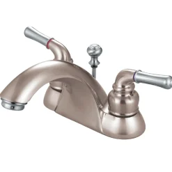 Kingston Brass Deck Mount 4-Inch Centerset Bathroom Faucet with Pop-Up Drain