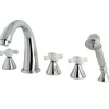 Kingston Brass Deck Mount Roman Tub Filler 5 Pieces with Hand Shower