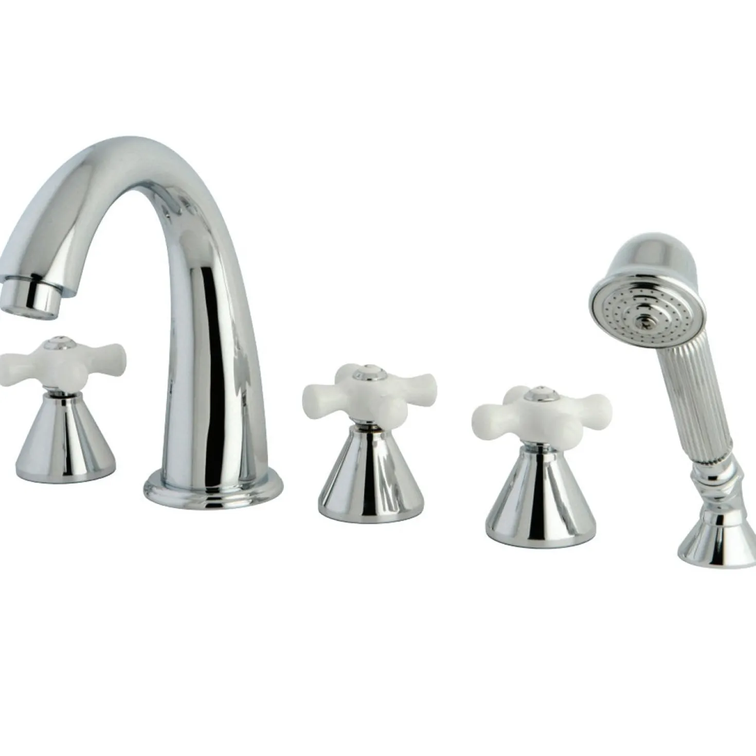 Kingston Brass Deck Mount Roman Tub Filler 5 Pieces with Hand Shower