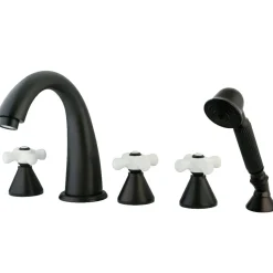 Kingston Brass Deck Mount Roman Tub Filler 5 Pieces with Hand Shower