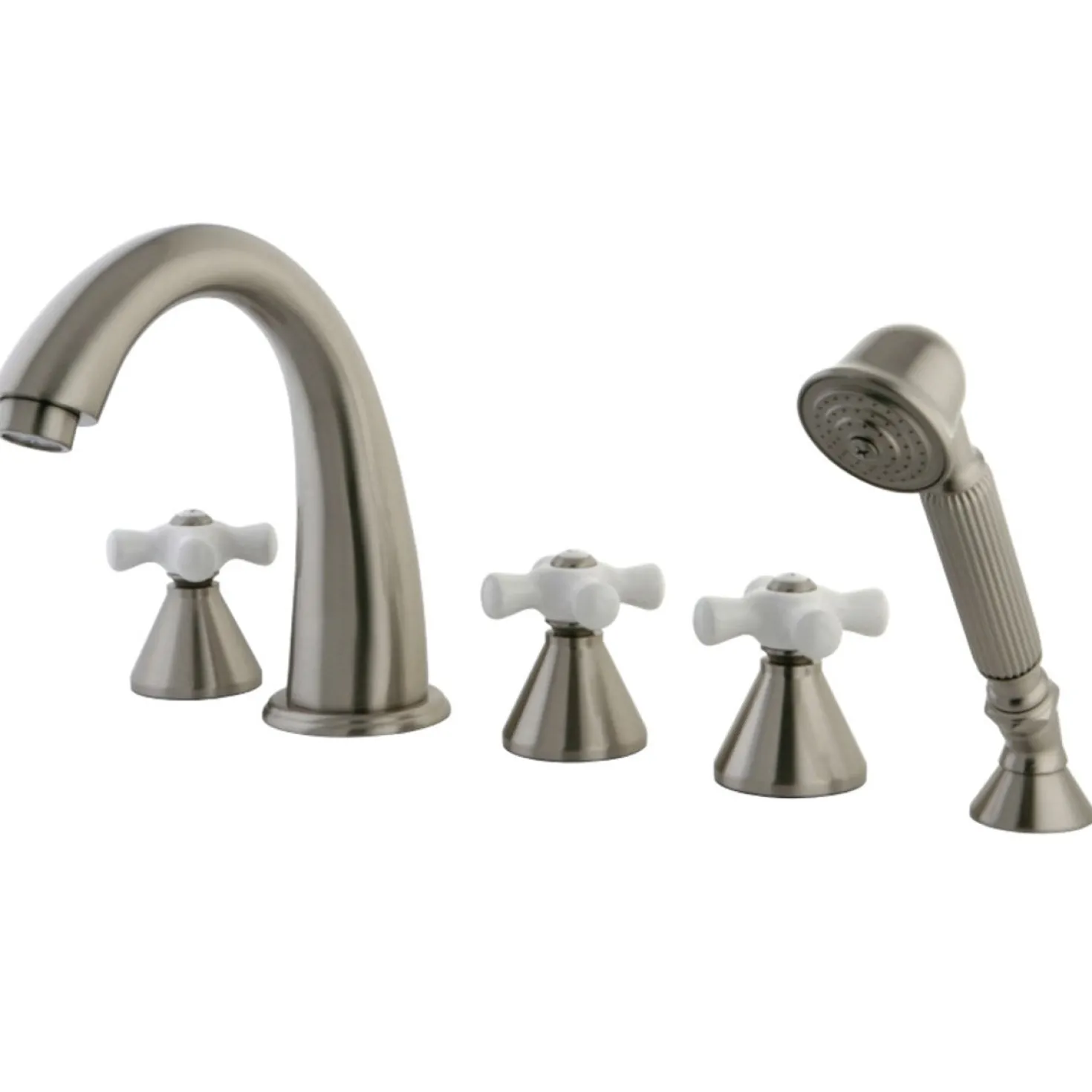 Kingston Brass Deck Mount Roman Tub Filler 5 Pieces with Hand Shower