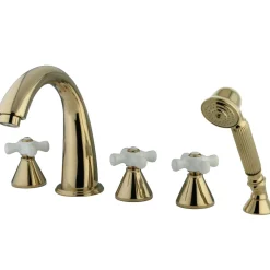 Kingston Brass Deck Mount Roman Tub Filler 5 Pieces with Hand Shower