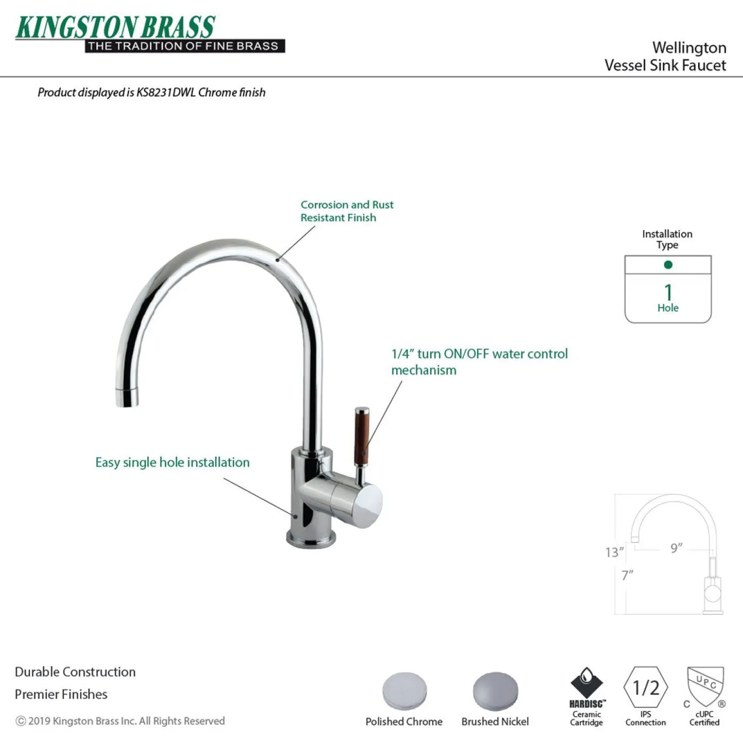 Kingston Brass Deck Mount Vessel Sink Faucet