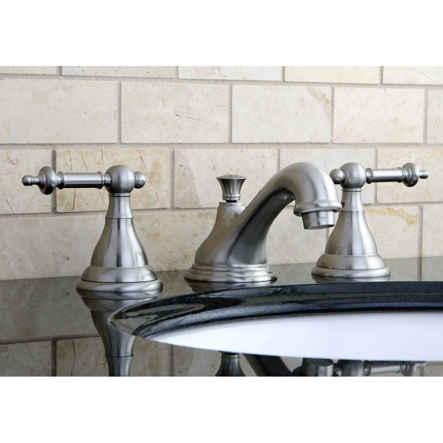 Kingston Brass Deck Mount 8" Widespread Bathroom Faucet with Brass Pop-Up