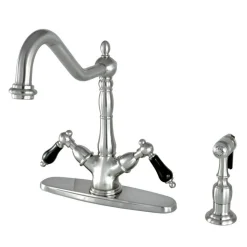 Kingston Brass Duchess 8" Centerset Deck Mount Kitchen Faucet with Brass Sprayer
