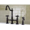 Kingston Brass Duchess Deck Mount 8" Centerset Kitchen Faucet with Brass Sprayer