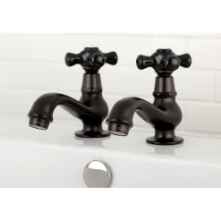 Kingston Brass Duchess Deck Mount Basin Tap Faucet with Cross Handle